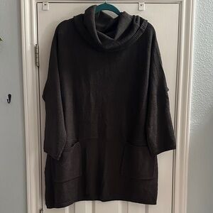 Soft Surroundings Dark Brown Cowl Neck Knit Sweater Tunic Cozy Casual PS/PM